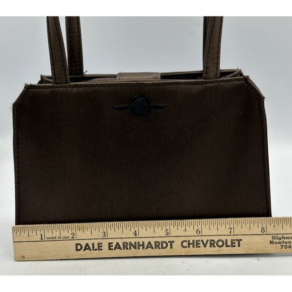 Frankie & Johnnie Brown Satin Handbag Shimmer Fall Wedding Cocktail Party - Picture 15 of 16